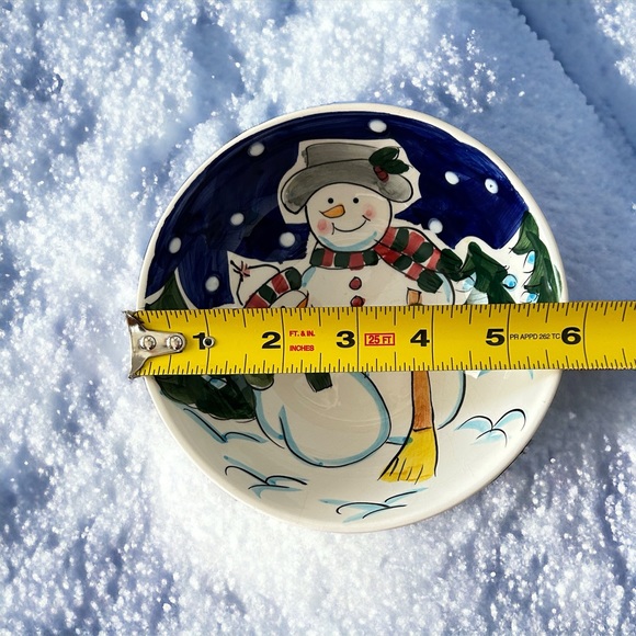 Vintage World Bazars 6” Ceramic Snowmen Decorative Bowl  Winter Holiday GUC - Picture 2 of 14